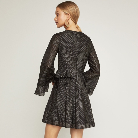 New BCBG Formal Ruffle Metallic Dress - Picture 2 of 8
